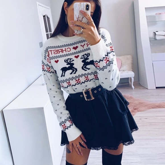Christmas Sweater Nordic Print White - Picture 14 of 17